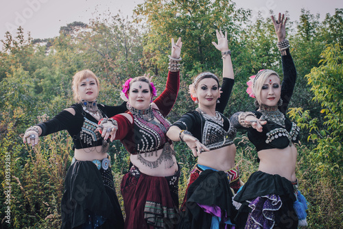 Tribal dancers in the forest