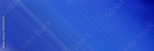 abstract colorful horizontal advertising banner background material with diagonal lines and strong blue, dark blue and royal blue colors and space for text and image