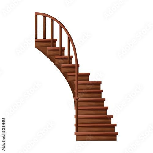 Wooden staircase vector icon.Cartoon vector icon isolated on white background wooden staircase.