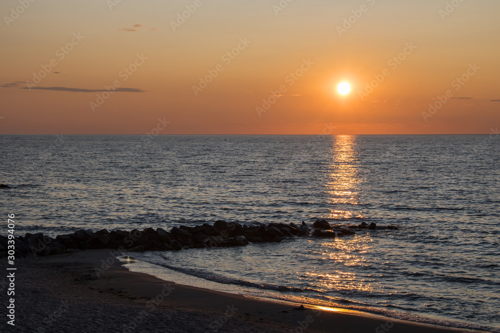 romantic sunset over baltic sea