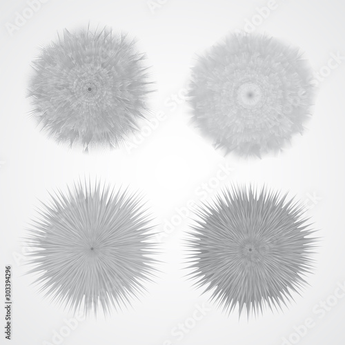 Dust particles vector set for vacuum cleaner ads, cleaning services, allergy remedies, air filter systems. Soft gray dirt elements causing sneezing and breathing issues. Chunky micro corpuscles.