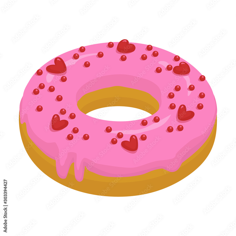 Pink doughnut vector icon.Cartoon vector icon isolated on white background pink doughnut. Pink doughnut vector icon.Cartoon vector icon isolated on white background pink doughnut.