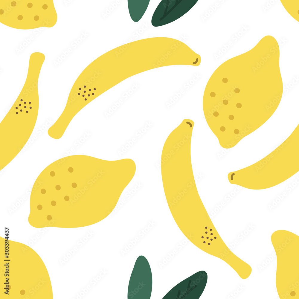 Banana and lemon seamless pattern