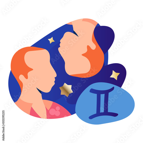 Gemini Man Zodiac Icon