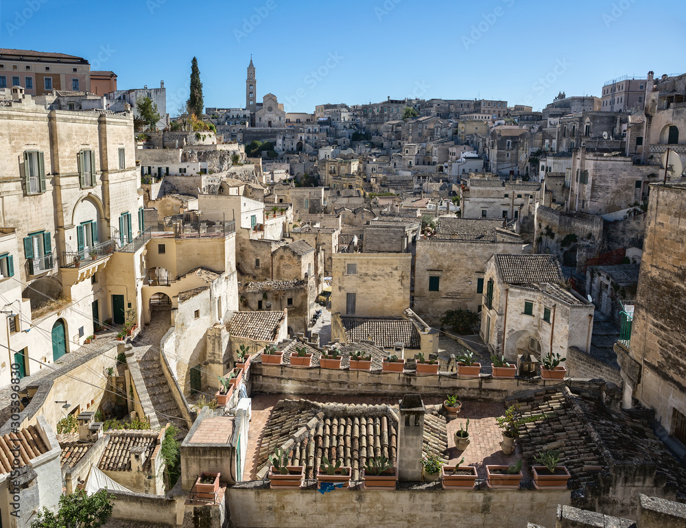 View of the ancient town of Matera ( historical centre 