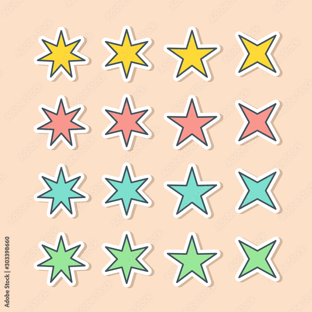 Star icon pictogram set in vector flat style Star icon pictogram set in vector flat style