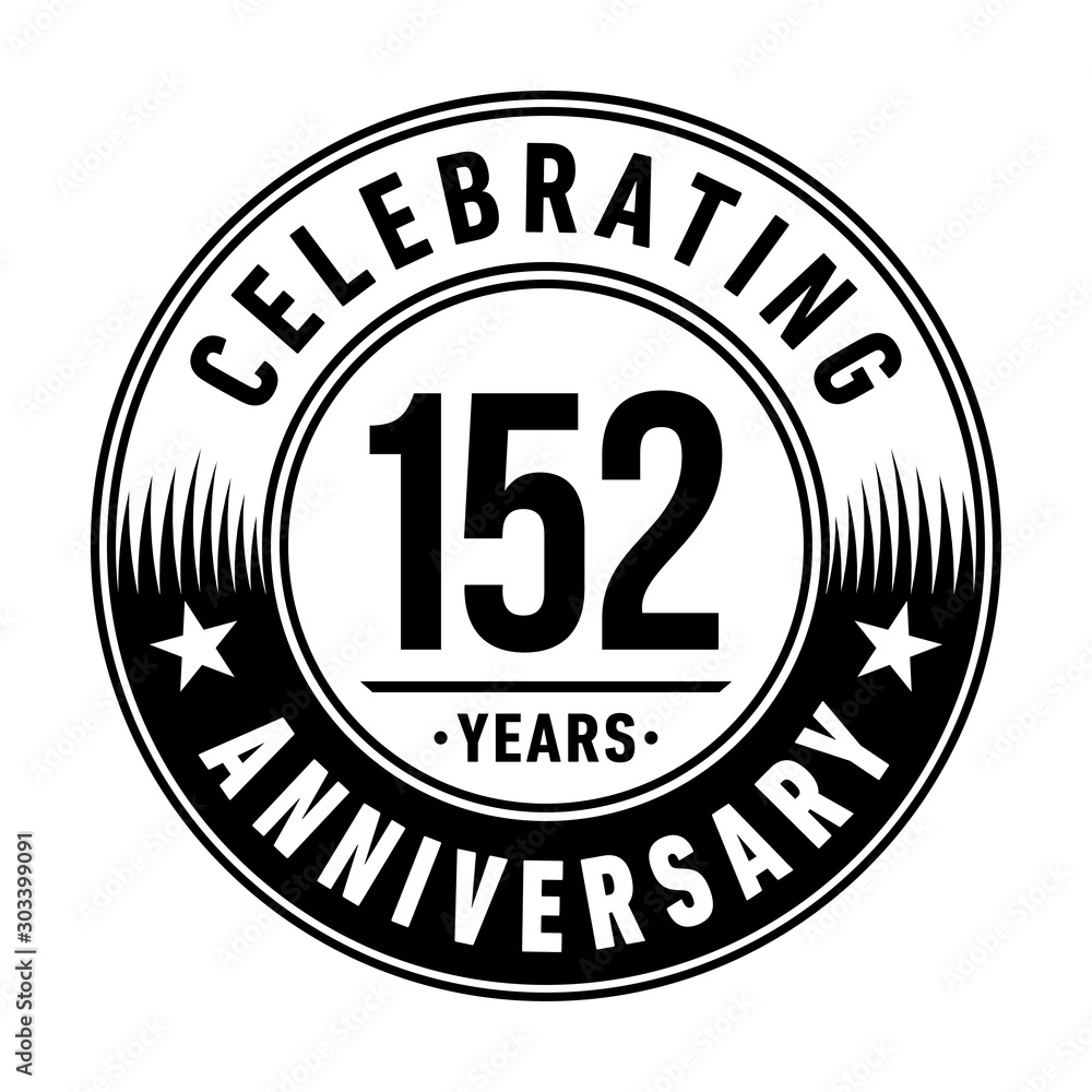 152 years anniversary celebration logo template. Vector and illustration.