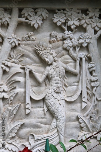 Stone bas-relief with dancing Indian girl in the Sea garden of Varna (Bulgaria)