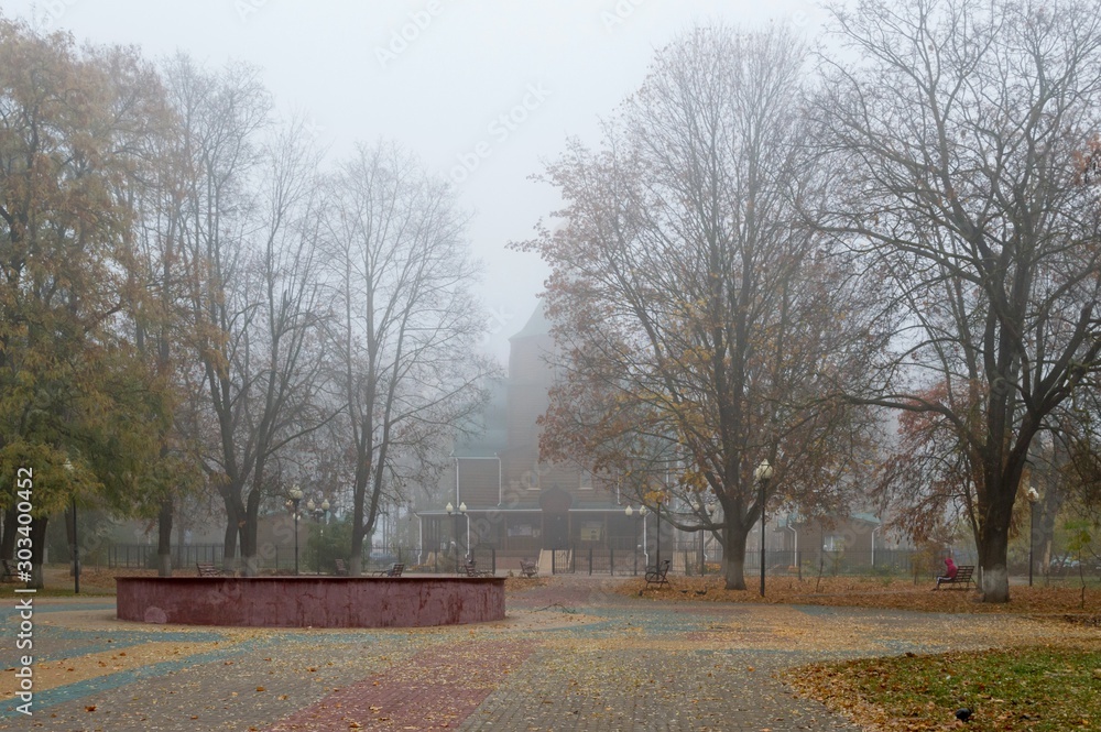 Foggy autumn day in the Park. Foggy autumn day in the Park.