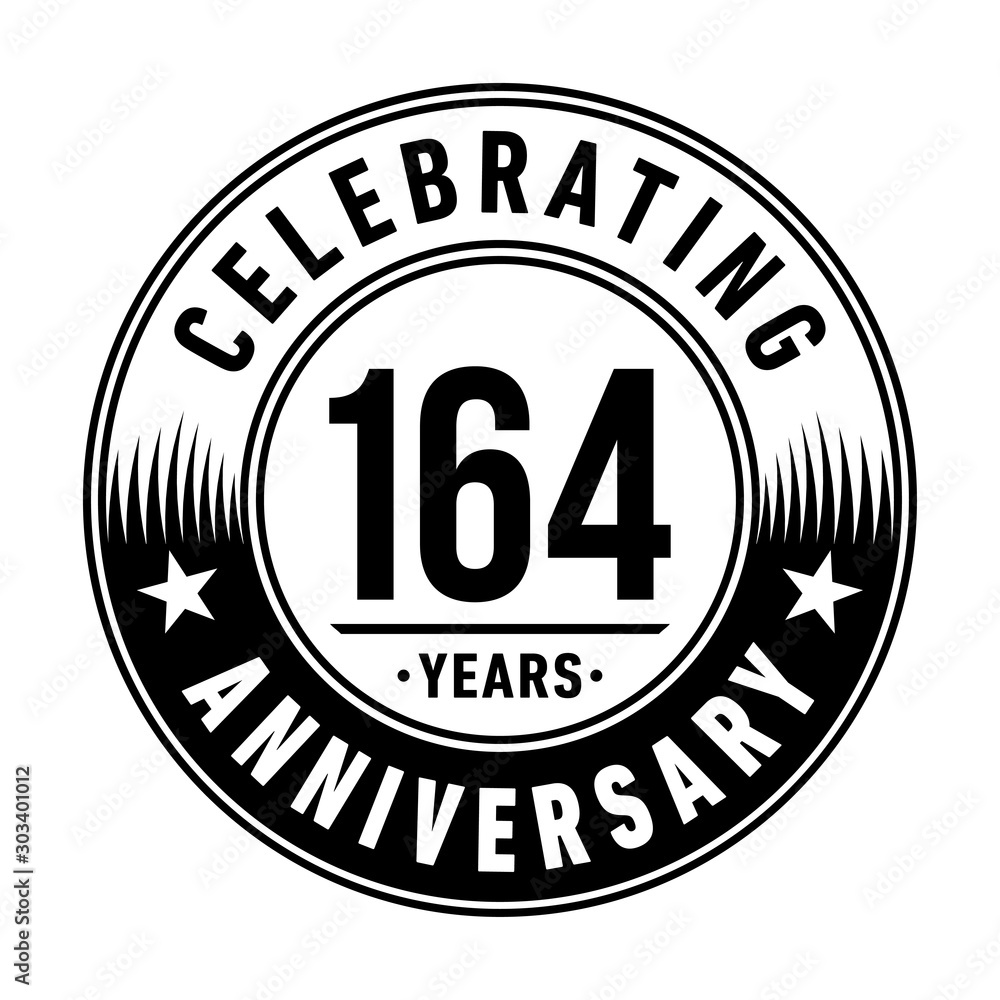 164 years anniversary celebration logo template. Vector and illustration.
