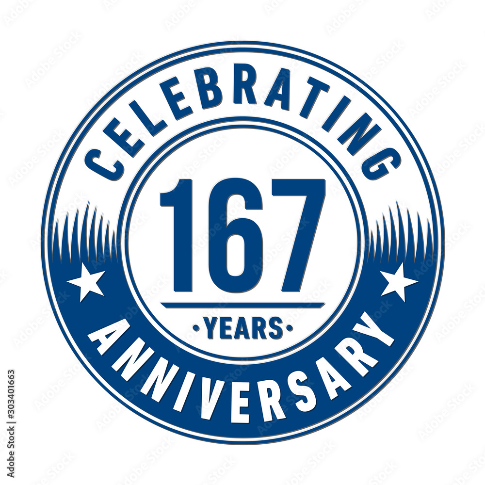 167 years anniversary celebration logo template. Vector and illustration.