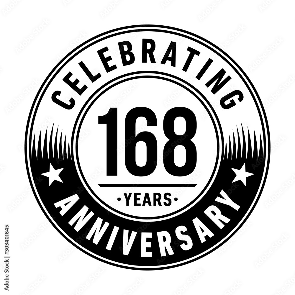 168 years anniversary celebration logo template. Vector and illustration.