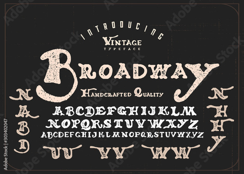 Original handmade alphabet. Vintage font design. Vector.