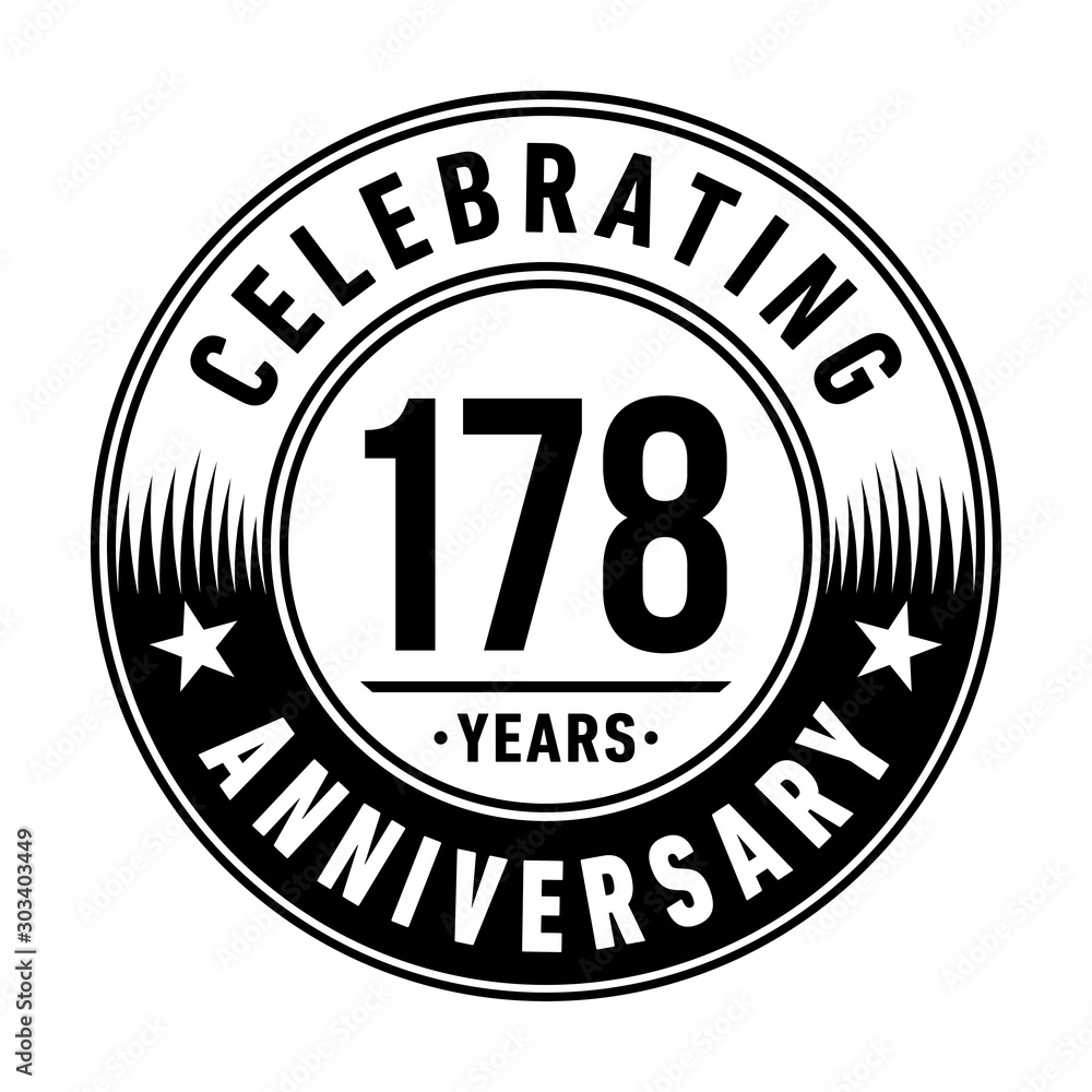 178 years anniversary celebration logo template. Vector and illustration.