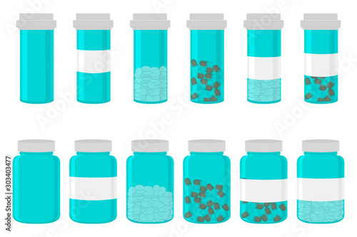 Illustration on theme big colored set different types of pills