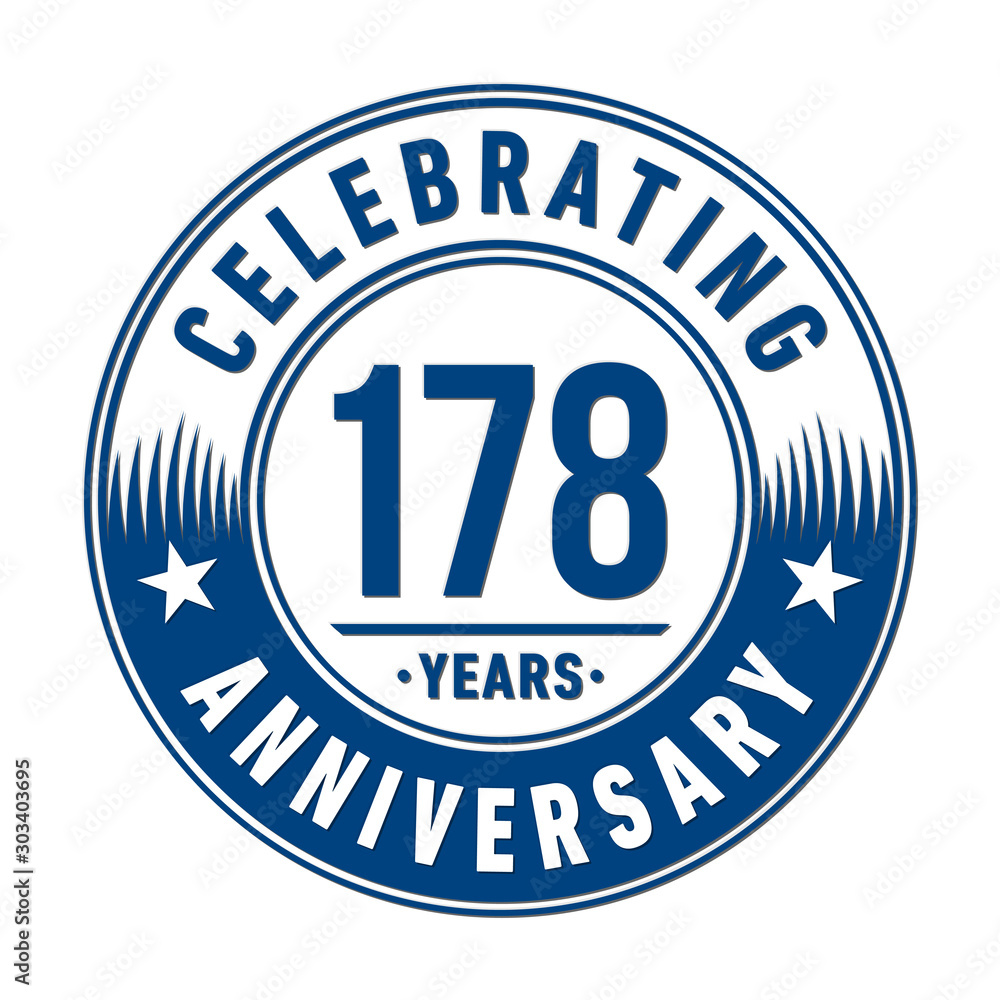178 years anniversary celebration logo template. Vector and illustration.