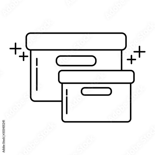 cardboard boxes office line icon style photo