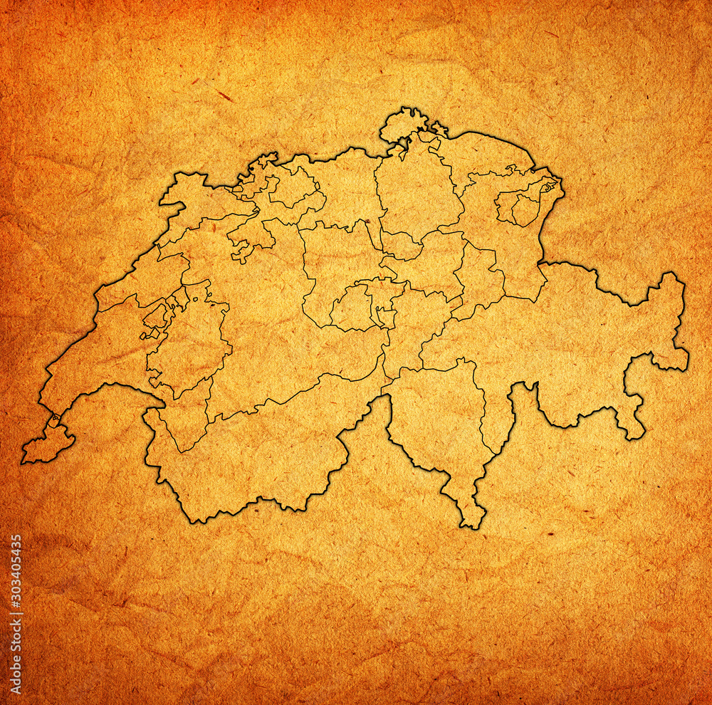 territories of cantons on map of switzerland