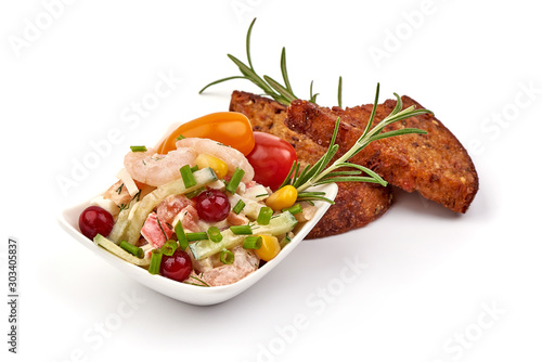 Chinese Seafood salad, isolated on white background