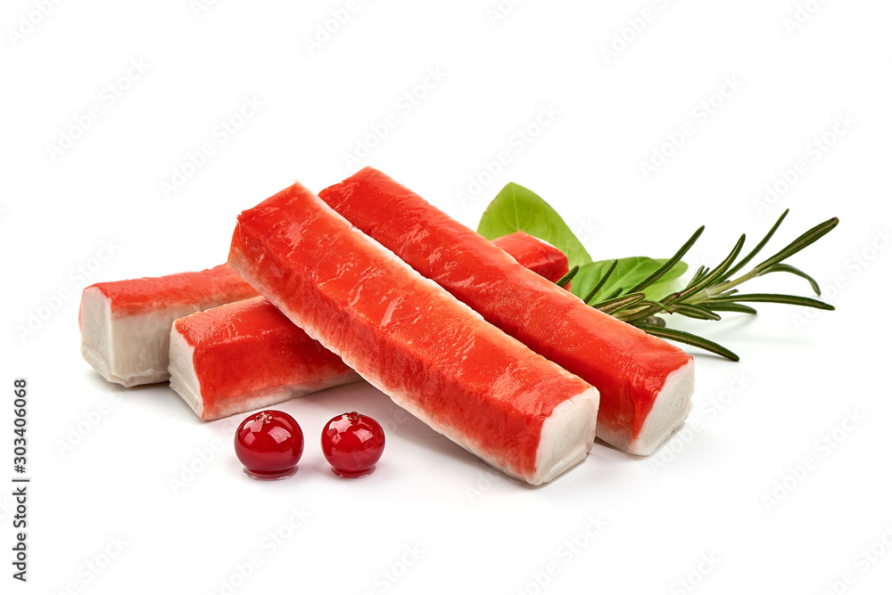 Crab sticks, isolated on white background Crab sticks, isolated on white background