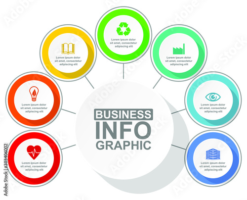 Business diagram, vector circular infographic template, web presentation in 7 options