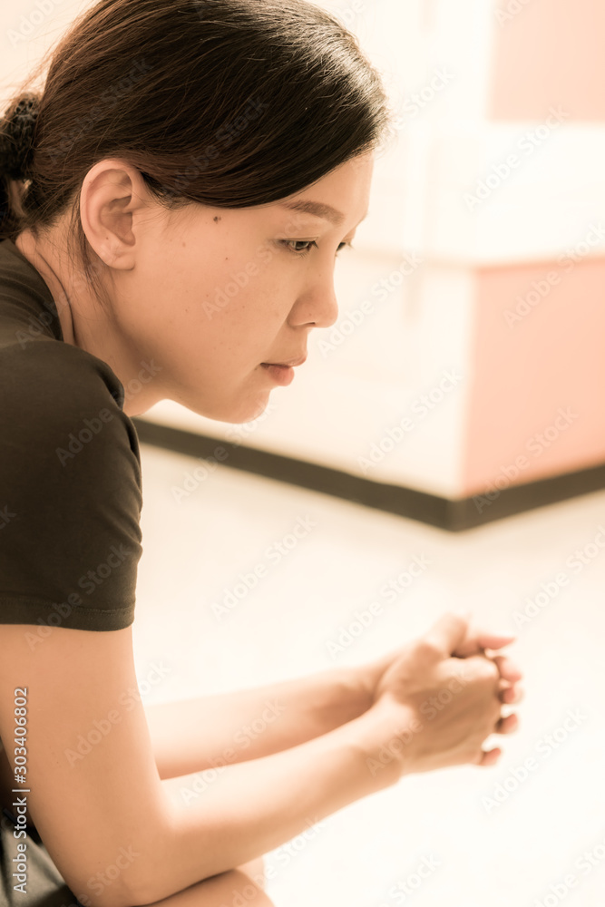 Wife waiting for doctor diagnose result in hospital Wife waiting for doctor diagnose result in hospital