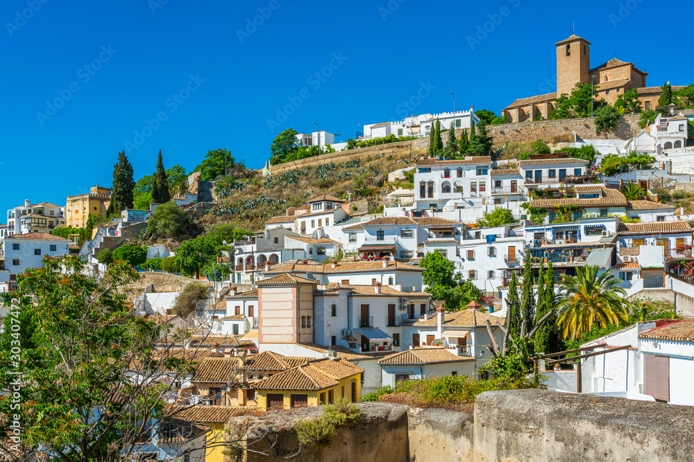 The picturesque Albaicin district in Granada on a sunny summer afternoon. Andalusia, Spain.