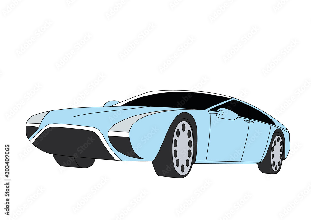 Luxury car blue vector illustration isolated