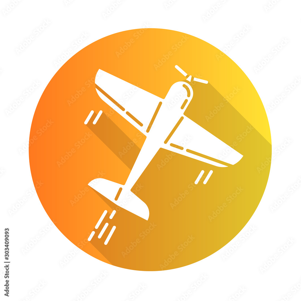 Fotografie Aerobatics orange flat design long shadow glyph icon