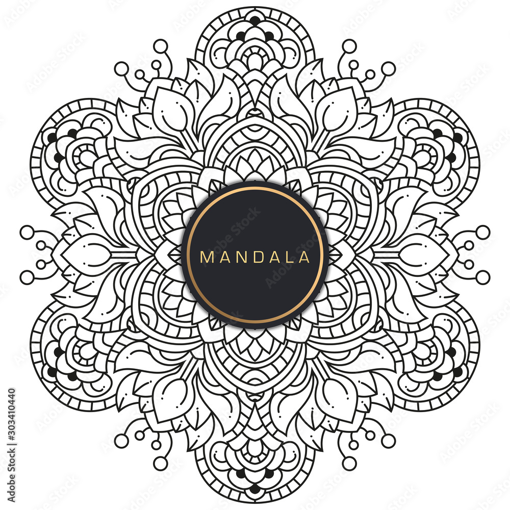 Fotografie Black and white mandala vector isolated on white