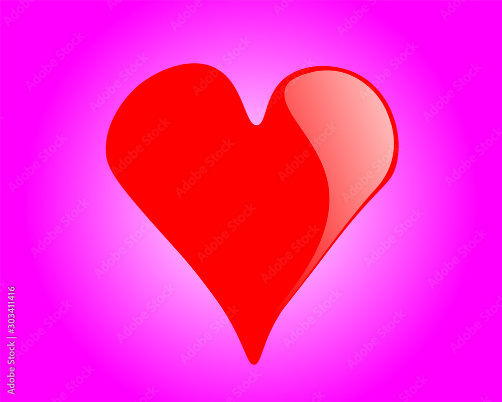 red heart on pink background