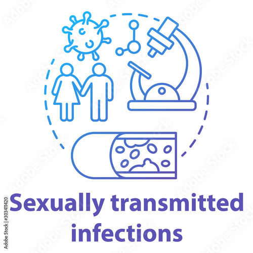 Sexually transmitted infections blue gradient concept icon. STIs idea thin line illustration. Venereal diseases. Unprotected sex. Bacterias, viruses. Vector isolated outline drawing
