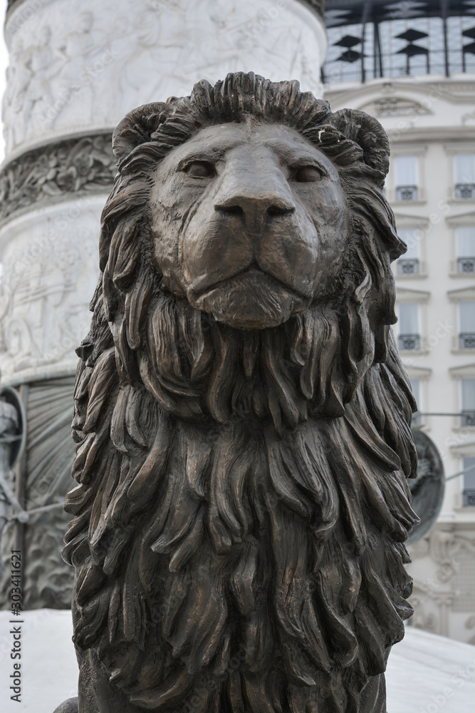 Lion head sculpture in Skopje, macedonian attraction
