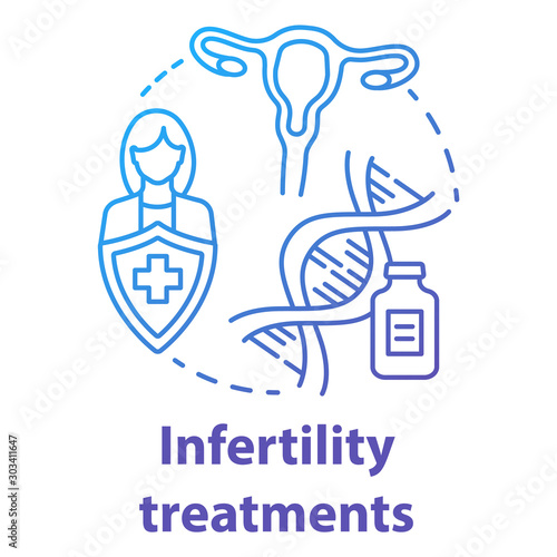 Infertility treatments blue gradient concept icon. Women health idea thin line illustration. Reproductive system, pregnancy, gynecology. IVF, ovulation induction. Vector isolated outline drawing