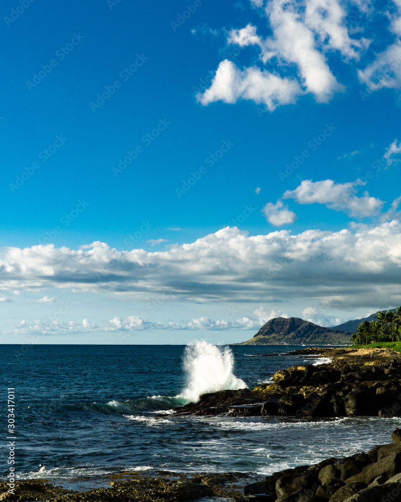 Ko Olina beach resorts complex with lagoons and sailboats Ko Olina beach resorts complex with lagoons and sailboats