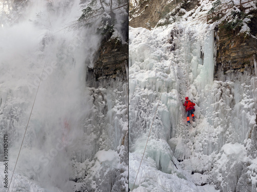 Athletes at Manyavsky waterfall fell into an avalanche photo