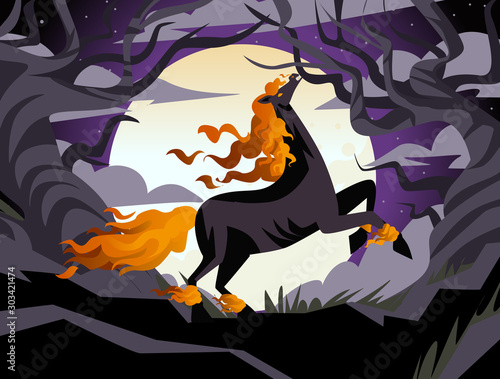 evil dark hell nightmare fire horse