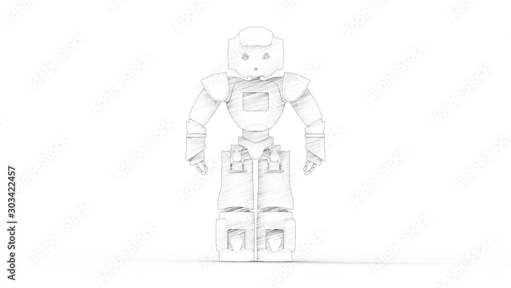 3d rendering of a futuristic robot isolated in a studio background