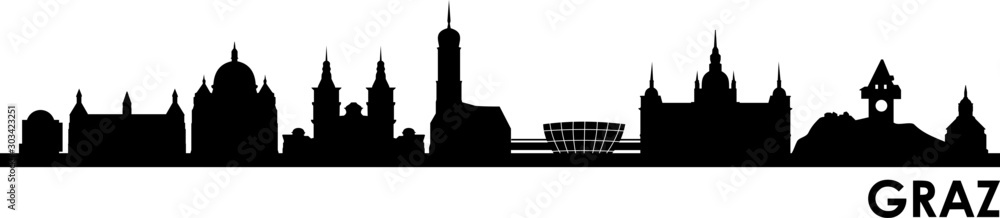 Graz City Skyline Vector Silhouette