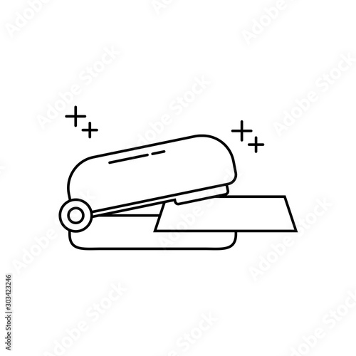 stapler paper supply office line icon style