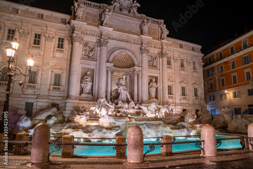 Trevi Fountain or Fontana di Trevi at night, Rome, Italy.