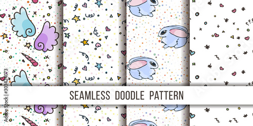 Collection of cute vector seamless patterns
