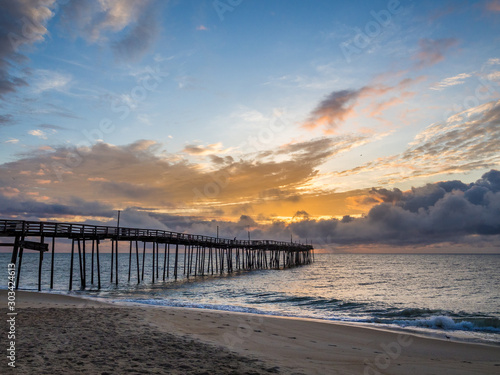 Sunrise over the fishing pier at Outer Banks North Carolina