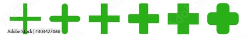 Cross Plus Icon Green | First Aid | Addition Symbol | Medical Logo | Positive Sign | Isolated | Variations