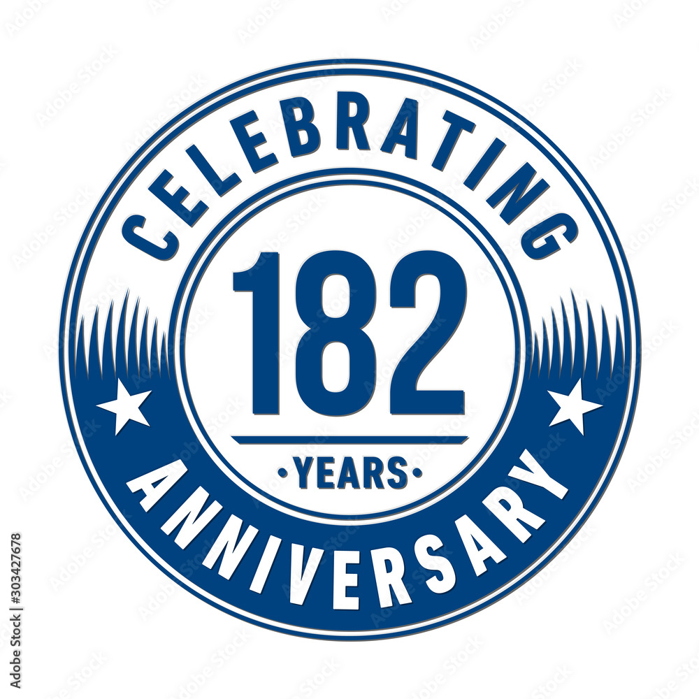 182 years anniversary celebration logo template. Vector and illustration.