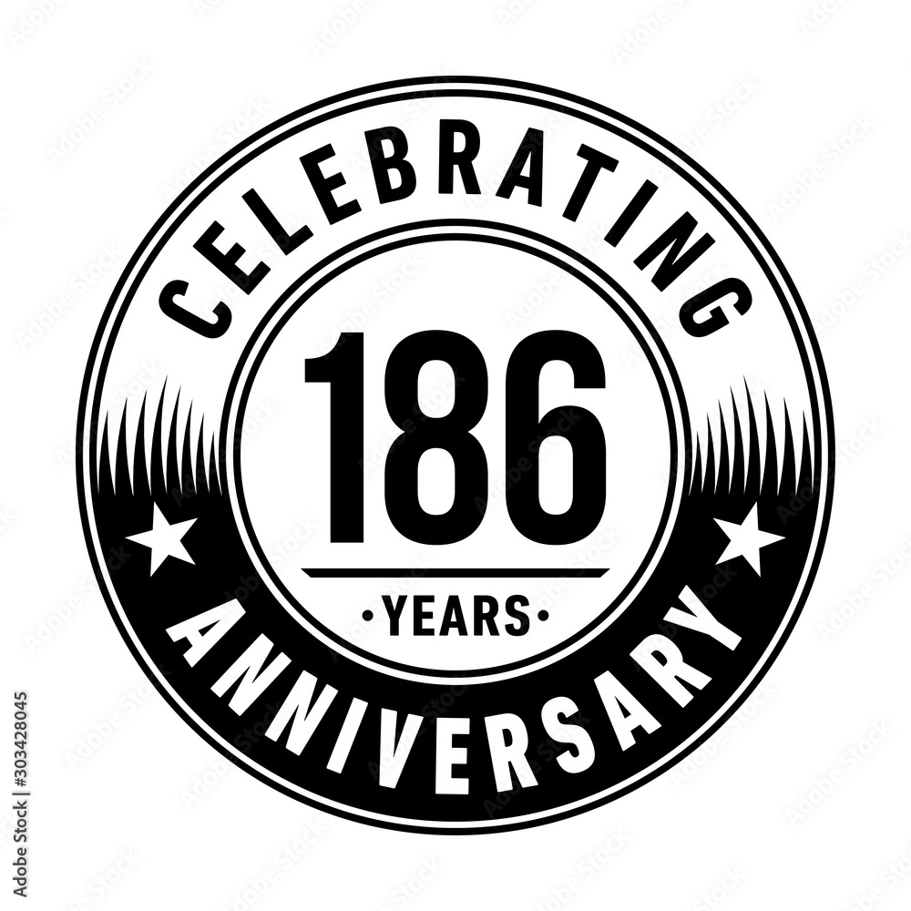 186 years anniversary celebration logo template. Vector and illustration.