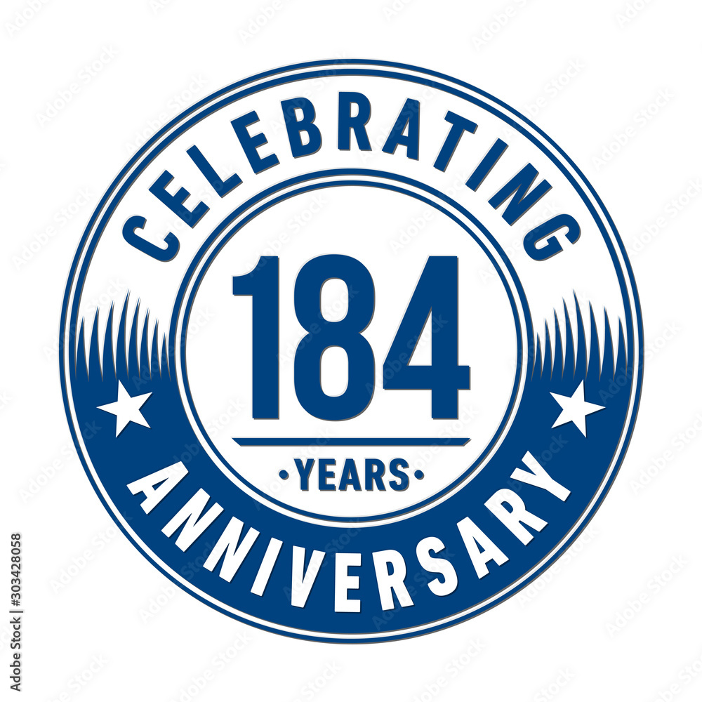 184 years anniversary celebration logo template. Vector and illustration.
