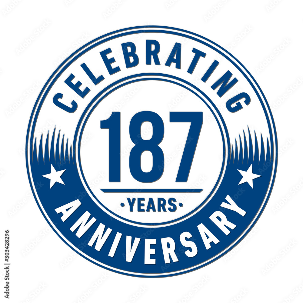 187 years anniversary celebration logo template. Vector and illustration.