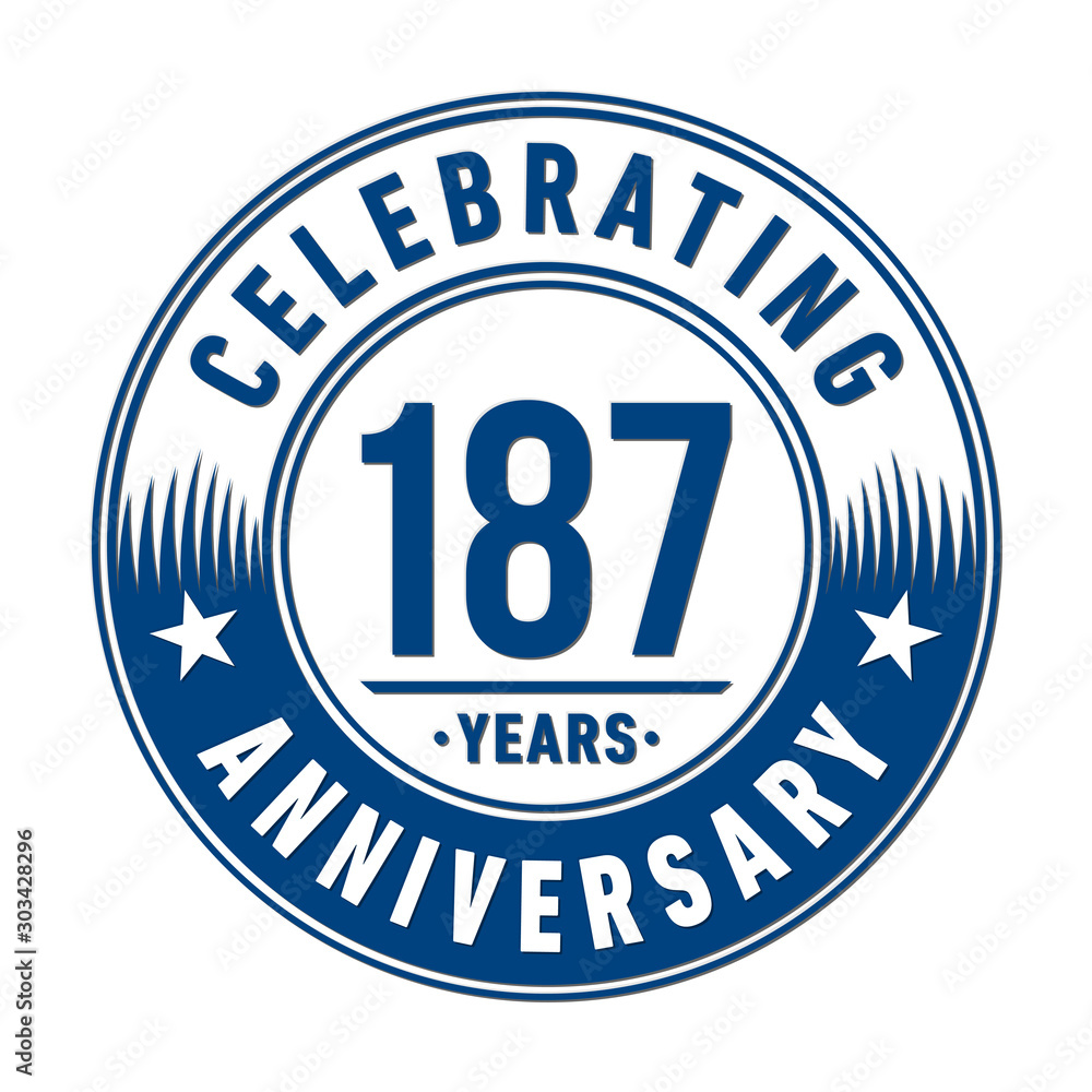 187 years anniversary celebration logo template. Vector and illustration. 187 years anniversary celebration logo template. Vector and illustration.