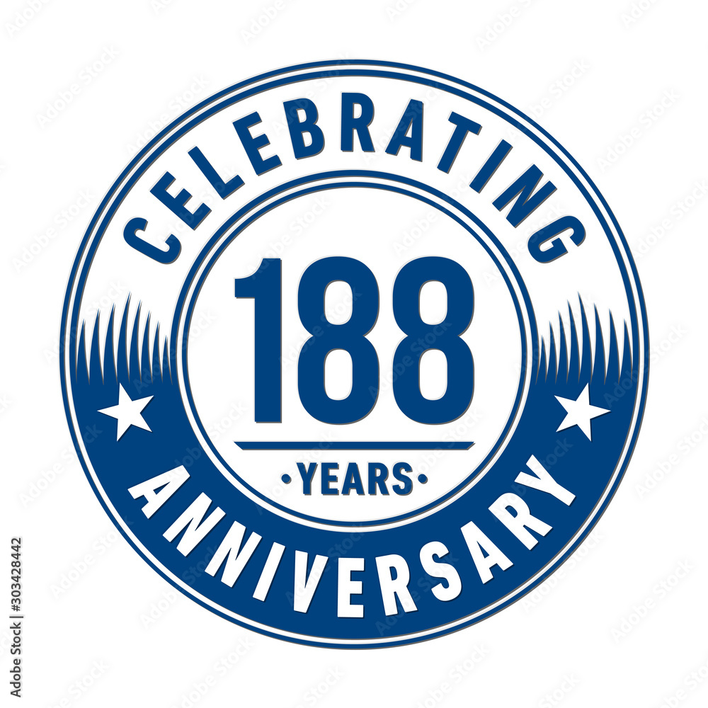 188 years anniversary celebration logo template. Vector and illustration.